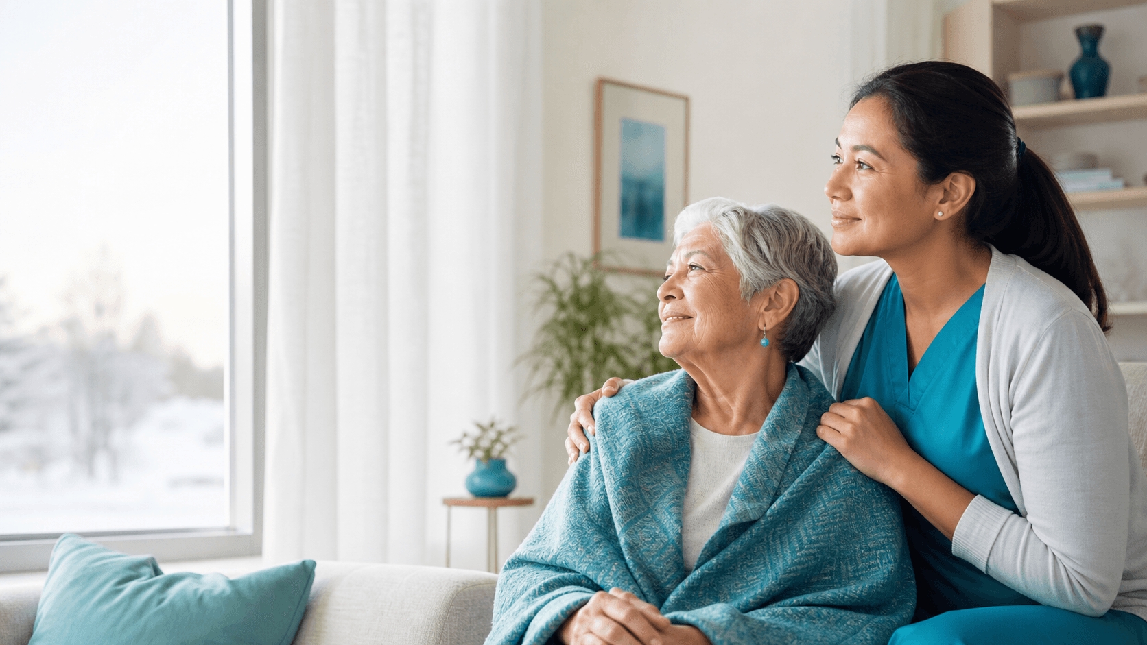 Caregiver supporting an older adult at home